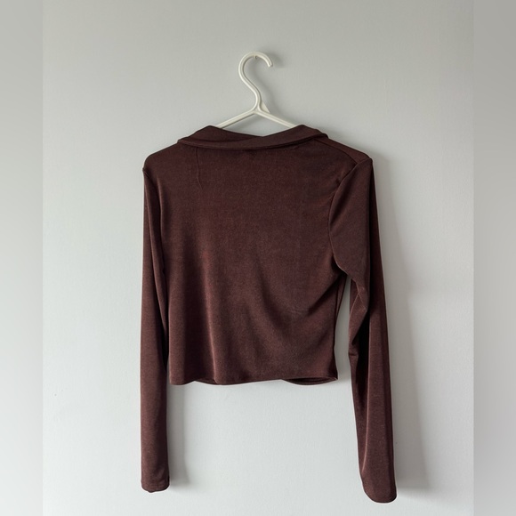 Garage Ruched Brown Metallic Top - Picture 4 of 4